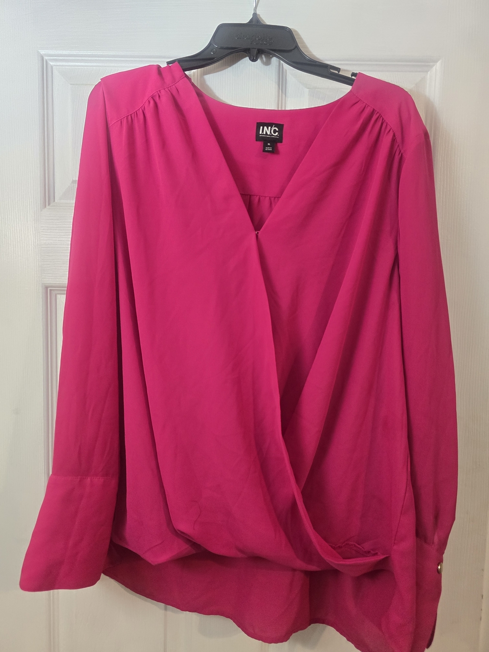 INC International Concepts Fuchsia Surplice Blouse